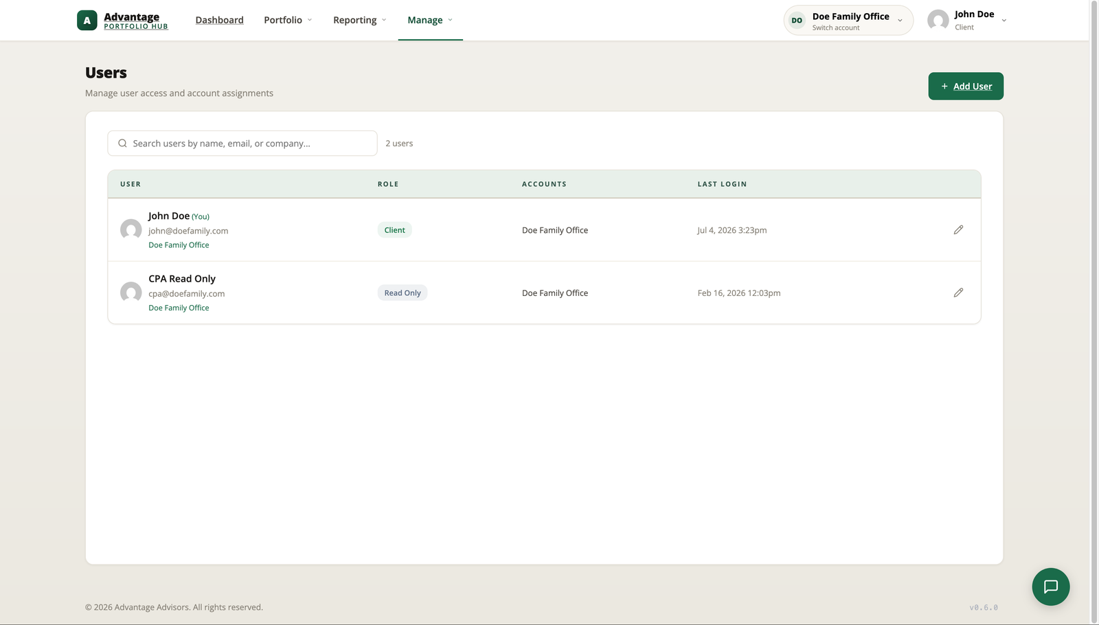 Role-based user access